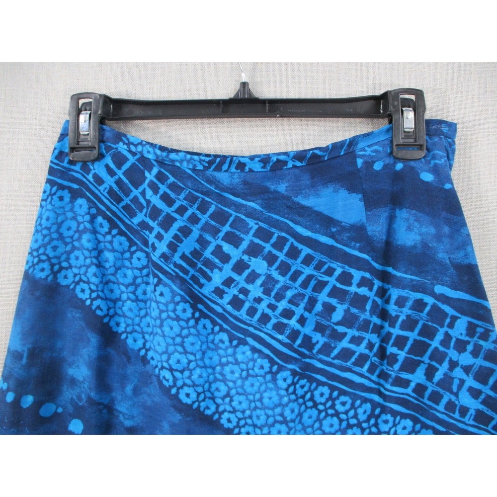 Bice Blue Batik Floral Geometric Print Maxi Skirt Womens Size 6 Rayon Boho - Picture 2 of 9